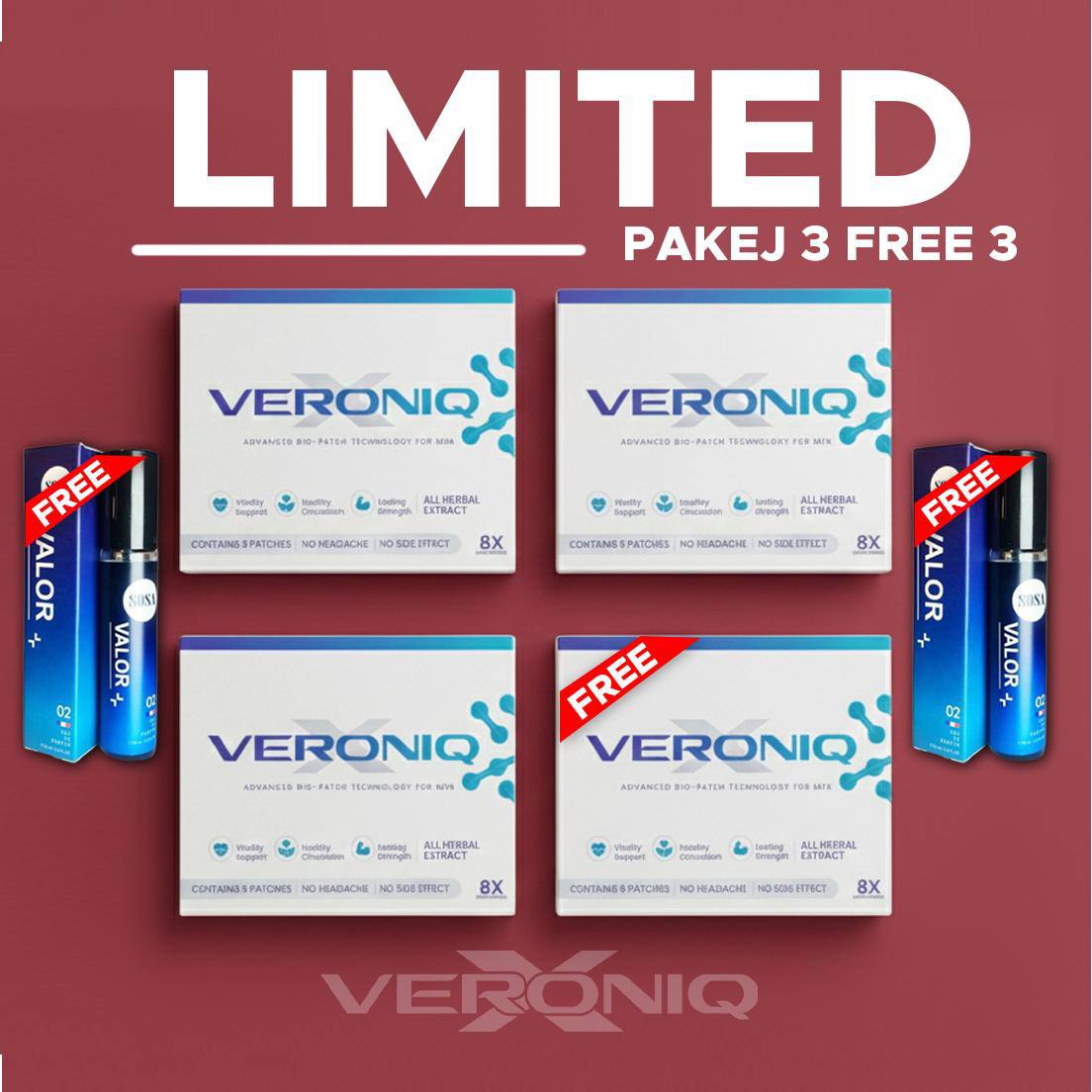 PAKEJ LIMITED ( 3 KOTAK VERONIQX + FREE 1 KOTAK VERONIQX + 2 PERFUME)
